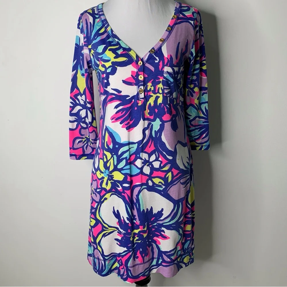 Lilly Pulitzer #81319 Women's Tropical Pink Catwalkin Palmetto Dress Size Small - Picture 2 of 15